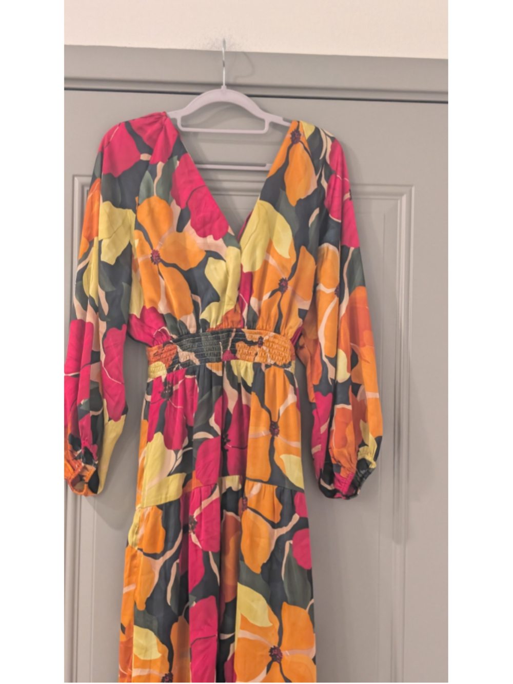 Women's Dress Forum Floral Maxi Dress Size M Orange Pink - Picture 3 of 12